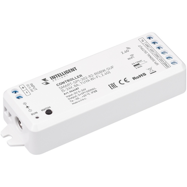 INTELLIGENT ARLIGHT Контроллер SMART-SPI-302-82-RGBW-SUF (5-24V, 8A, TUYA Wi-Fi, 2.4G) (IARL, IP20 Пластик, 5 лет) 046487 Arlight, 046487
INTELLIGENT ARLIGHT Контроллер SMART-SPI-302-82-RGBW-SUF (5-24V, 8A, TUYA Wi-Fi, 2.4G) (IARL, IP20 Пластик, 5 лет) 046487 Arlight, 046487
