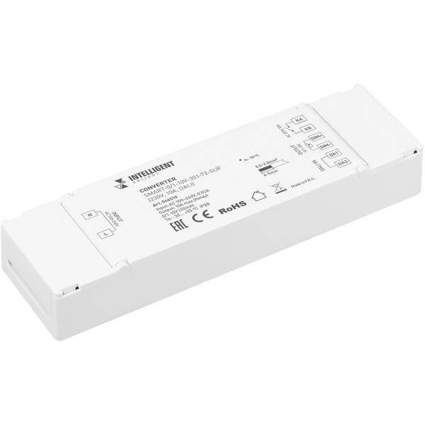 INTELLIGENT ARLIGHT Конвертер SMART-0/1-10V-301-72-SUF (230V, 10A, DALI) (IARL, IP20 Пластик, 5 лет) 046510 Arlight, 046510
INTELLIGENT ARLIGHT Конвертер SMART-0/1-10V-301-72-SUF (230V, 10A, DALI) (IARL, IP20 Пластик, 5 лет) 046510 Arlight, 046510