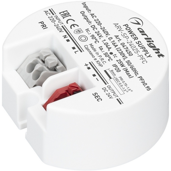 Блок питания ARV-SP-24025-PFC (24V, 1A, 25W) (Arlight, IP20 Пластик, 5 лет) 047450, ARV-SP 047450
Блок питания ARV-SP-24025-PFC (24V, 1A, 25W) (Arlight, IP20 Пластик, 5 лет) 047450, ARV-SP 047450