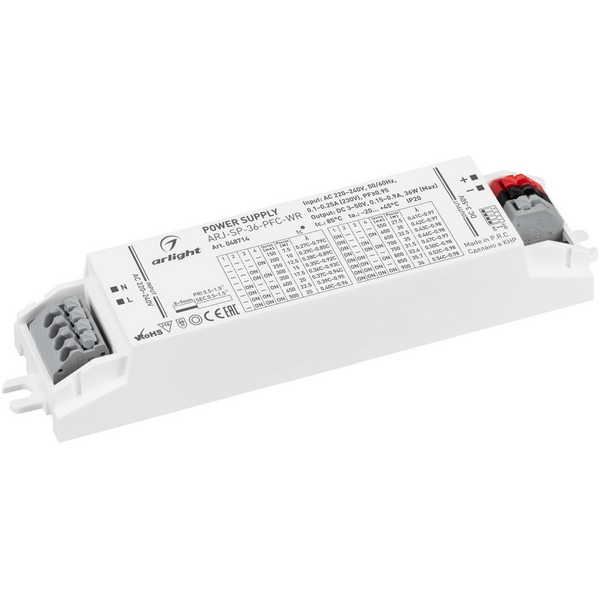 Блок питания ARJ-SP-36-PFC-WR (36W, 3-50V, 0.15-0.9A) (Arlight, IP20 Пластик, 5 лет) 048714, ARJ 048714
Блок питания ARJ-SP-36-PFC-WR (36W, 3-50V, 0.15-0.9A) (Arlight, IP20 Пластик, 5 лет) 048714, ARJ 048714