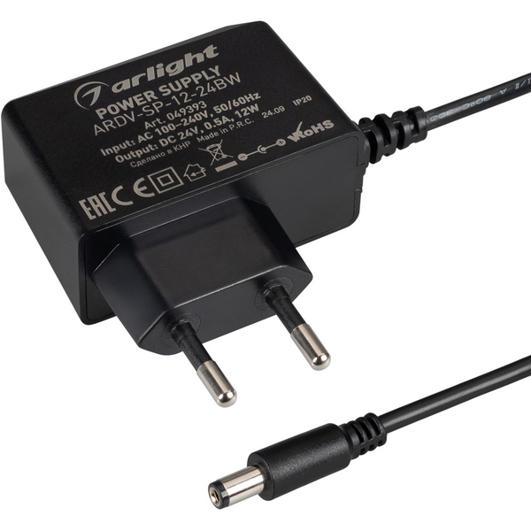 Блок питания ARDV-SP-12-24BW (24V, 0.5A, 12W) (Arlight, Адаптер, 5 лет) 049393, ARDV 049393
Блок питания ARDV-SP-12-24BW (24V, 0.5A, 12W) (Arlight, Адаптер, 5 лет) 049393, ARDV 049393