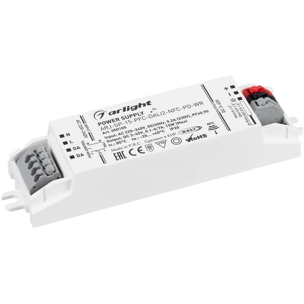 Блок питания ARJ-SP-15-PFC-DALI2-NFC-PD-WR (15W, 3-45V, 0.1-0.7A) (Arlight, IP20 Пластик, 5 лет) 050105, ARJ 050105
Блок питания ARJ-SP-15-PFC-DALI2-NFC-PD-WR (15W, 3-45V, 0.1-0.7A) (Arlight, IP20 Пластик, 5 лет) 050105, ARJ 050105