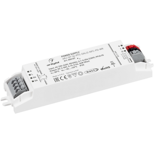 Блок питания ARJ-SP-36-PFC-DALI2-NFC-PD-WR (36W, 3-50V, 0.15-0.9A) (Arlight, IP20 Пластик, 5 лет) 050107, ARJ 050107
Блок питания ARJ-SP-36-PFC-DALI2-NFC-PD-WR (36W, 3-50V, 0.15-0.9A) (Arlight, IP20 Пластик, 5 лет) 050107, ARJ 050107