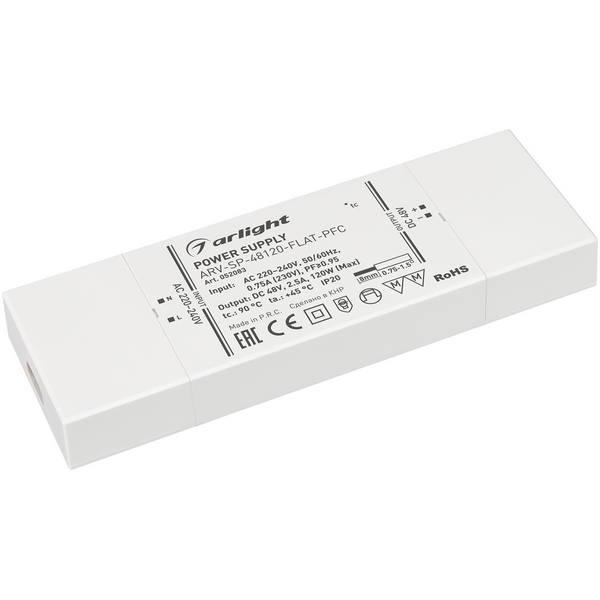 Блок питания ARV-SP-48120-FLAT-PFC (48V, 2.5A, 120W) (Arlight, IP20 Пластик, 5 лет) 052083, ARV-SP 052083
Блок питания ARV-SP-48120-FLAT-PFC (48V, 2.5A, 120W) (Arlight, IP20 Пластик, 5 лет) 052083, ARV-SP 052083