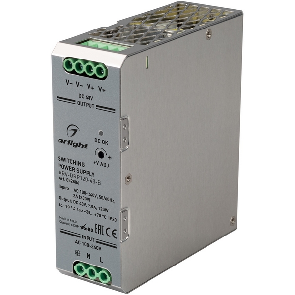 Блок питания ARV-DRP120-48-B (48V, 2.5A, 120W) (Arlight, IP20 Металл, 5 лет) 052806, ARV 052806
Блок питания ARV-DRP120-48-B (48V, 2.5A, 120W) (Arlight, IP20 Металл, 5 лет) 052806, ARV 052806