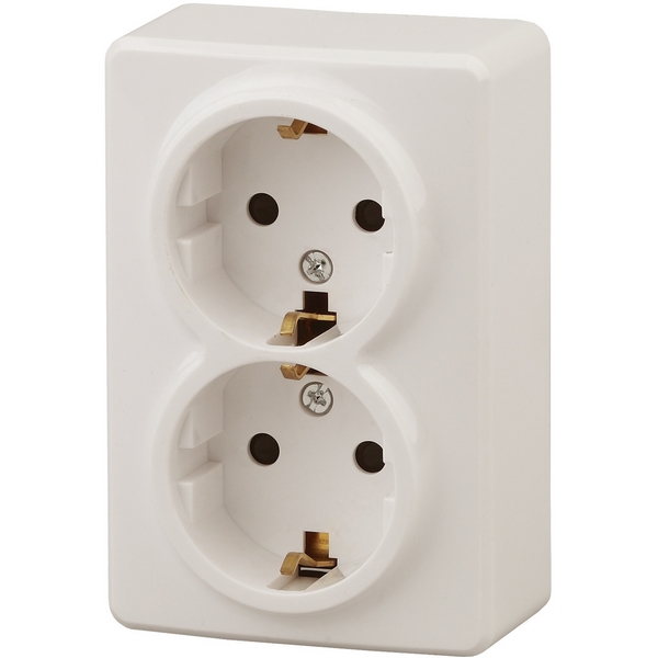 Розетка накладная двойная с заземлением (слоновая кость) ЭРА 11-2205-02, 11-2205-02 
Розетка накладная двойная с заземлением (слоновая кость) ЭРА 11-2205-02, 11-2205-02