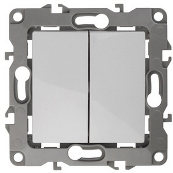 Выключатель двухклавишный (белый) ЭРА 12-1004-01, 12-1004-01 
Выключатель двухклавишный (белый) ЭРА 12-1004-01, 12-1004-01