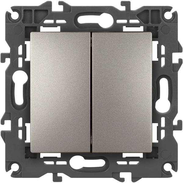 Выключатель встраиваемый двухклавишный (титан) ЭРА 14-1104-16, Серый, 14-1104-16
Выключатель встраиваемый двухклавишный (титан) ЭРА 14-1104-16, Серый, 14-1104-16