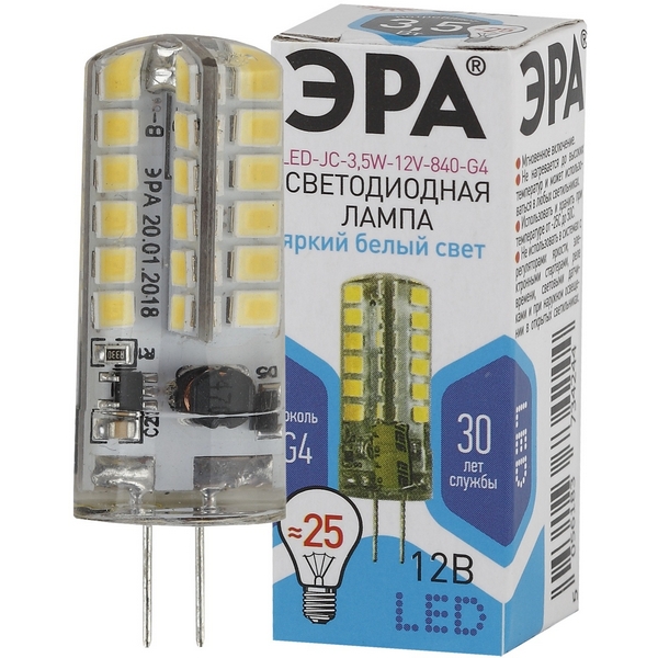 Лампочка светодиодная G4 3,5W ЭРА LED JC-3,5W-12V-840-G4, LED JC-3,5W-12V-840-G4
Лампочка светодиодная G4 3,5W ЭРА LED JC-3,5W-12V-840-G4, LED JC-3,5W-12V-840-G4