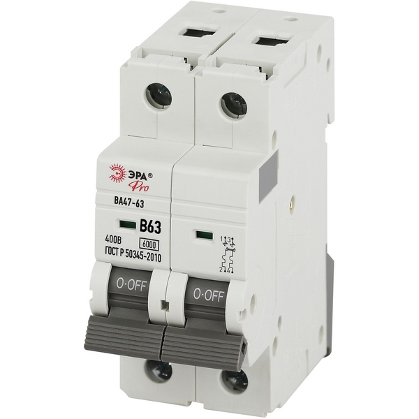 Автоматический выключатель 2P 63A B 6кА ЭРА VA63-2P63B6, VA63-2P63B6 
Автоматический выключатель 2P 63A B 6кА ЭРА VA63-2P63B6, VA63-2P63B6
