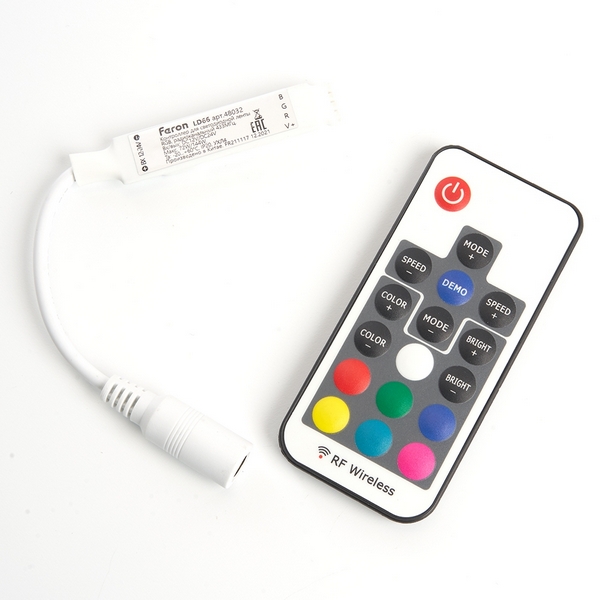 Контроллер RGB mini для светодиодной ленты с П/У,12-24V, LD66 Feron 48032, 48032
Контроллер RGB mini для светодиодной ленты с П/У,12-24V, LD66 Feron 48032, 48032
