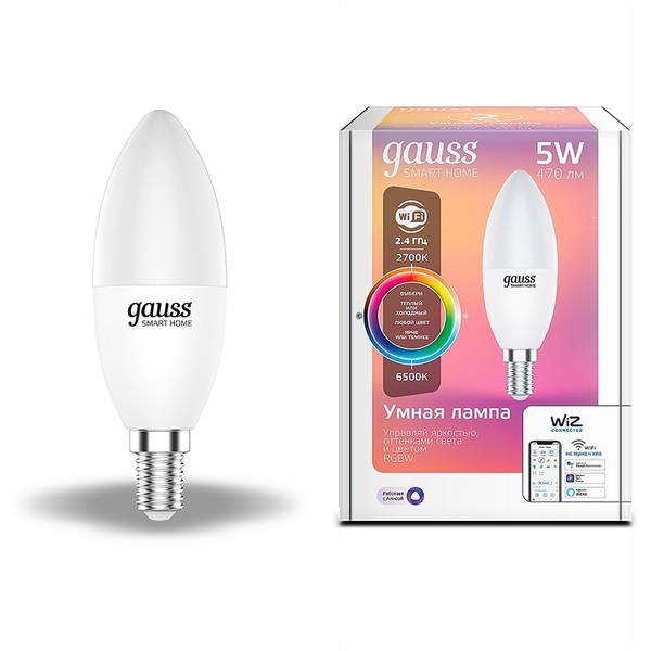 Лампочка светодиодная диммируемая с голосовым управлением и со смартфона Gauss Smart Home 1190112, Smart Home 1190112
Лампочка светодиодная диммируемая с голосовым управлением и со смартфона Gauss Smart Home 1190112, Smart Home 1190112