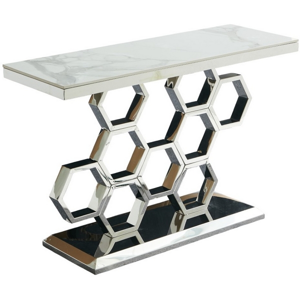 Стол-консоль IST-CASA Фьюжн IST-802,120х40х78 см, белый бентли/серебро, IST-802.2casa 
Стол-консоль IST-CASA Фьюжн IST-802,120х40х78 см, белый бентли/серебро, IST-802.2casa