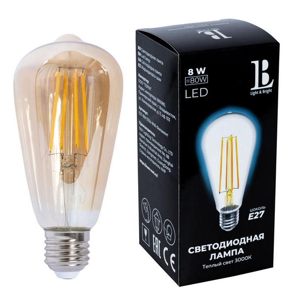 Лампочка светодиодная филаментная E27-8W-SТ64-WW-fil gold_lb L&B, E27-8W-SТ64-WW-fil gold_lb
Лампочка светодиодная филаментная E27-8W-SТ64-WW-fil gold_lb L&B, E27-8W-SТ64-WW-fil gold_lb