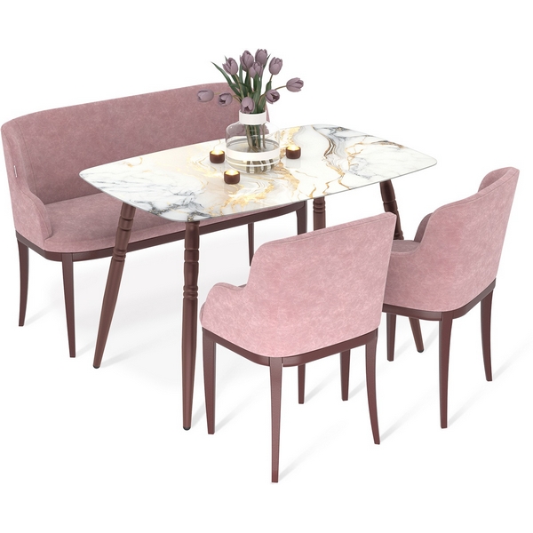 Обеденная группа Sheffilton SHT-DS273 белый мрамор/медный металлик/пыльная роза/орех европейский, SHT-DS273 3732504701 
Обеденная группа Sheffilton SHT-DS273 белый мрамор/медный металлик/пыльная роза/орех европейский, SHT-DS273 3732504701