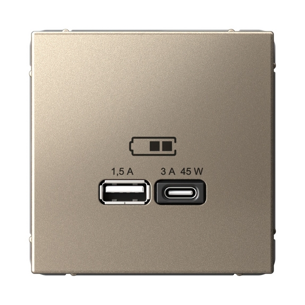 Розетка с быстрой зарядкой USB Type A+С 45Вт (шампань) Systeme Electric GAL000529, GAL000529
Розетка с быстрой зарядкой USB Type A+С 45Вт (шампань) Systeme Electric GAL000529, GAL000529