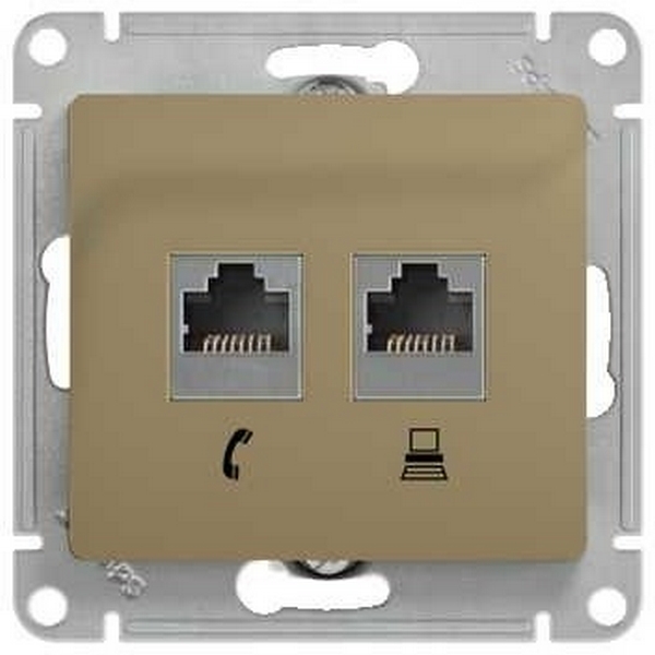 Розетка телефонная RJ-11 + Ethernet RJ-45 (титан) Systeme Electric Glossa GSL000485, Glossa GSL000485
Розетка телефонная RJ-11 + Ethernet RJ-45 (титан) Systeme Electric Glossa GSL000485, Glossa GSL000485