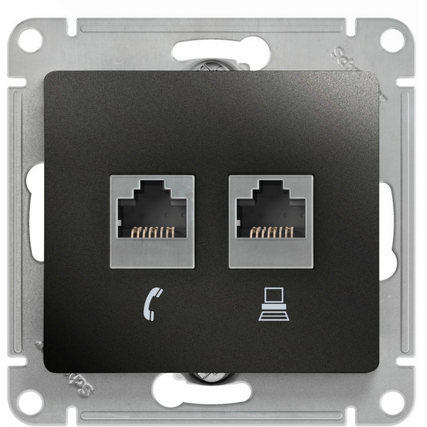 Розетка телефонная RJ-11 + Ethernet RJ-45 (антрацит) Systeme Electric Glossa GSL000785, Серый, Glossa GSL000785
Розетка телефонная RJ-11 + Ethernet RJ-45 (антрацит) Systeme Electric Glossa GSL000785, Серый, Glossa GSL000785