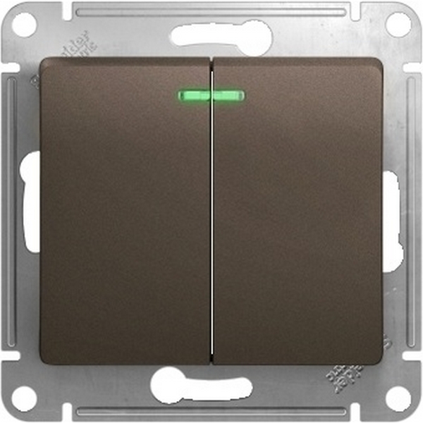 Выключатель двухклавишный с подсветкой (шоколад) Systeme Electric Glossa GSL000853, Коричневый, Glossa GSL000853
Выключатель двухклавишный с подсветкой (шоколад) Systeme Electric Glossa GSL000853, Коричневый, Glossa GSL000853