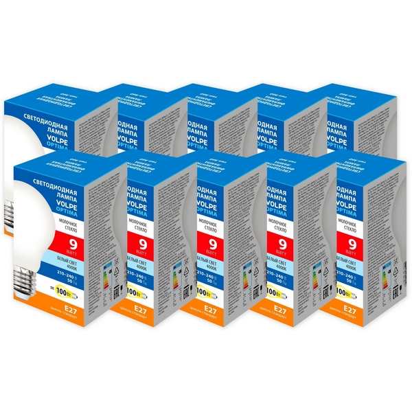 Лампа светодиодная Volpe Optima Филамент LED-A60-9W/4000K/E27/FR/SLF Набор из 10штук форма А. матовая, белый свет 4000K, Optima Филамент LED-A60-9W/4000K/E27/FR/SLF Набор из 10штук
Лампа светодиодная Volpe Optima Филамент LED-A60-9W/4000K/E27/FR/SLF Набор из 10штук форма А. матовая, белый свет 4000K, Optima Филамент LED-A60-9W/4000K/E27/FR/SLF Набор из 10штук