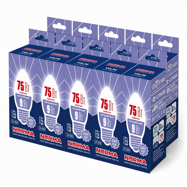Лампочка светодиодная E27 9Вт Volpe NORMA LED-C37-9W/DW/E27/FR/NR SET10, Norma LED-C37-9W/DW/E27/FR/NR SET10
Лампочка светодиодная E27 9Вт Volpe NORMA LED-C37-9W/DW/E27/FR/NR SET10, Norma LED-C37-9W/DW/E27/FR/NR SET10