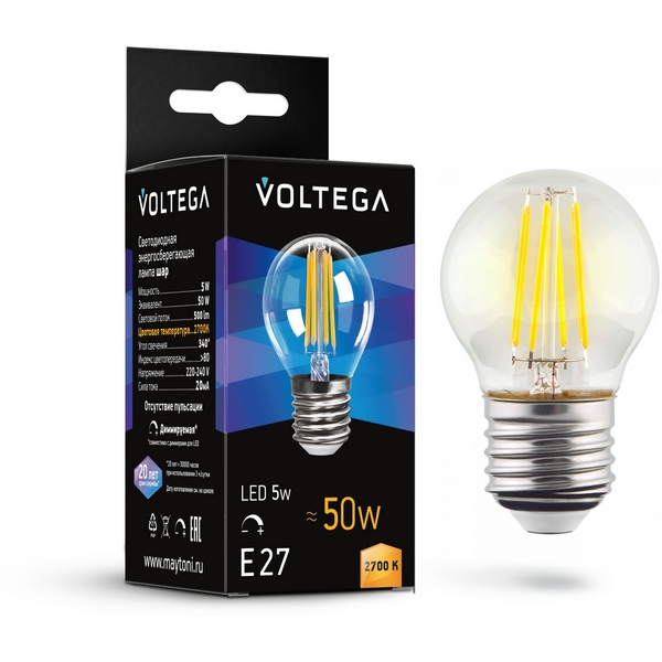 Светодиодная лампа диммируемая 5W 2700K E27 Voltega Globe dim 5W 7201, Globe dim 5W 7201
Светодиодная лампа диммируемая 5W 2700K E27 Voltega Globe dim 5W 7201, Globe dim 5W 7201