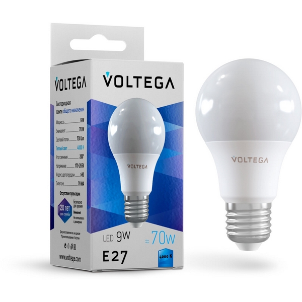Лампочка светодиодная Лон E27 9W 4000K 806lm Voltega Simple 8443, General purpose bulb 9W 8443
Лампочка светодиодная Лон E27 9W 4000K 806lm Voltega Simple 8443, General purpose bulb 9W 8443