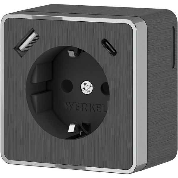 Розетка с заземлением,шторками и USB Type A+С (графит рифленый) Werkel W5071704 (a057704), Графитовый, Накладные механизмы Gallant графит рифленый W5071704
Розетка с заземлением,шторками и USB Type A+С (графит рифленый) Werkel W5071704 (a057704), Графитовый, Накладные механизмы Gallant графит рифленый W5071704