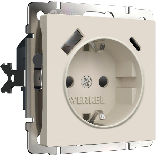 Розетка с заземлением, шторками и USB Type A+С (айвори матовый) Werkel W1171762, W1171762
Розетка с заземлением, шторками и USB Type A+С (айвори матовый) Werkel W1171762, W1171762