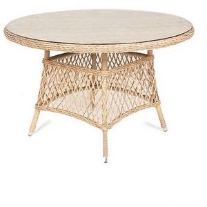 Изображение товара Плетеный круглый стол, диаметр 118 см, цвет соломенный 4SIS Эспрессо YH-T1661G