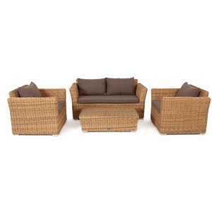 Изображение товара Лаунж-зона из искусственного ротанга, цвет соломенный 4SIS Капучино Сингл KSS2C2T-4-SET