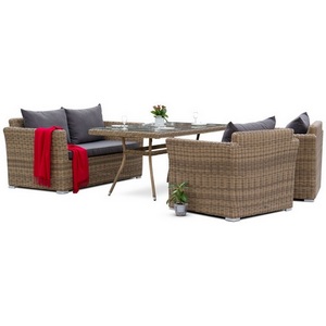 Изображение товара Обеденная группа из искусственного ротанга, цвет соломенный 4SIS Аффогато AS2C2T-4-SET