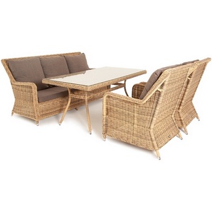 Изображение товара Обеденная группа из искусственного ротанга, цвет соломенный 4SIS Гляссе GS3C2СT-4-SET