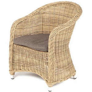 Изображение товара Плетеное кресло из искусственного ротанга, цвет соломенный с серой подушкой 4SIS Равенна YH-C1103W