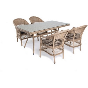 Изображение товара Обеденная группа из искусственного ротанга на 4 персоны, цвет соломенный 4SIS Амароне AmC4T-5-SET