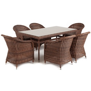 Изображение товара Обеденная группа плетеная, цвет коричневый 4SIS Эспрессо EC6T-7-SET brown