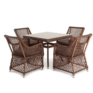 Изображение товара Обеденная группа плетеная на 4 персоны, цвет коричневый 4SIS Айриш AC4T-5-SET brown