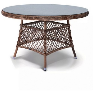 Изображение товара Плетеный круглый стол, диаметр 118 см, цвет коричневый 4SIS Эспрессо YH-T1661G brown