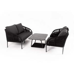 Изображение товара Лаунж-зона 4-местная плетеная из роупа (веревки), цвет темно-серый 4SIS Канны KANS2C2T-4-SET D-gray