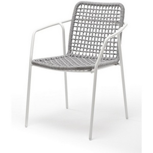 Изображение товара "Тунис" стул плетенный из роупа, каркас алюминий белый, роуп светло-серый 4SIS арт.УТ-00001725