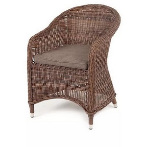 Изображение товара Плетеное кресло из искусственного ротанга, цвет коричневый с серой подушкой 4SIS Равенна YH-C1103W brown1