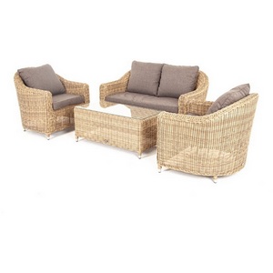 Изображение товара Лаунж-зона из искусственного ротанга, цвет соломенный 4SIS Кон Панна KPS2C2TJ-4-SET