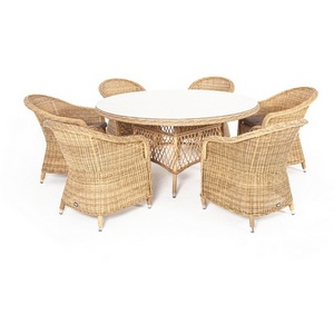 Изображение товара Обеденная группа плетеная, цвет соломенный 4SIS Эспрессо-150 R ECR6T-7-SET