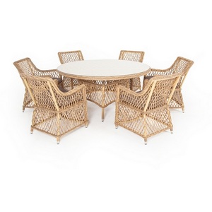 Изображение товара Обеденная группа плетеная, цвет соломенный 4SIS Эспрессо-150 L ECL6T-7-SET