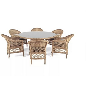 Изображение товара Обеденная группа плетеная, цвет соломенный 4SIS Эспрессо-150 S ECS6T-7-SET