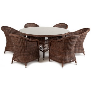 Изображение товара Обеденная группа плетеная, цвет коричневый 4SIS Эспрессо-150 R ECR6T-7-SET brown