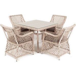 Изображение товара "Айриш" обеденная группа плетеная на 4 персоны, цвет бежевый 4SIS арт.УТ-00002199