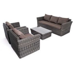 Изображение товара Лаунж-зона из искусственного ротанга, цвет графит 4SIS Капучино KS3C2T-4-SET graphite