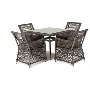 Изображение товара Обеденная группа плетеная на 4 персоны, цвет графит 4SIS Айриш AC4T-5-SET graphite