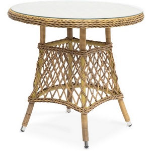 Изображение товара Плетеный круглый стол, диаметр 80 см, цвет соломенный 4SIS Эспрессо YH-T1661G-2